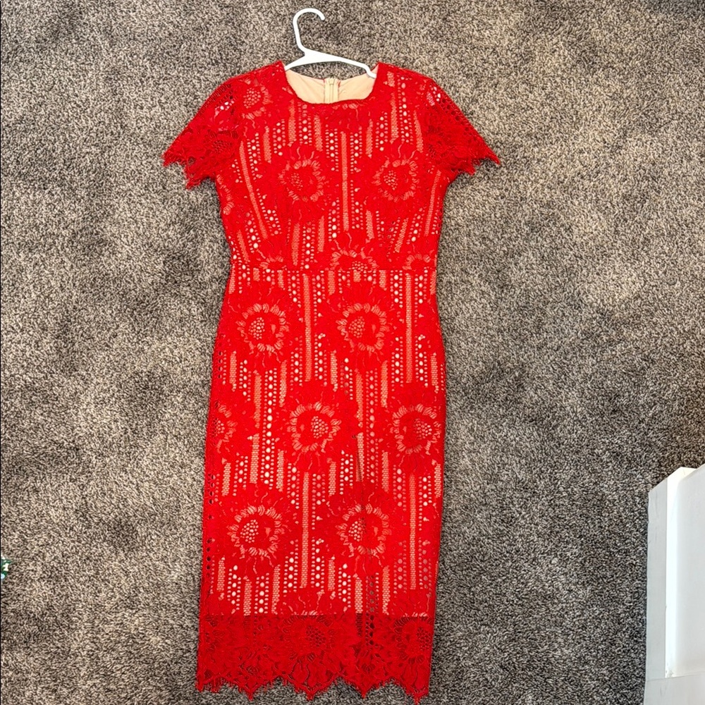 Red Lace sheath dress